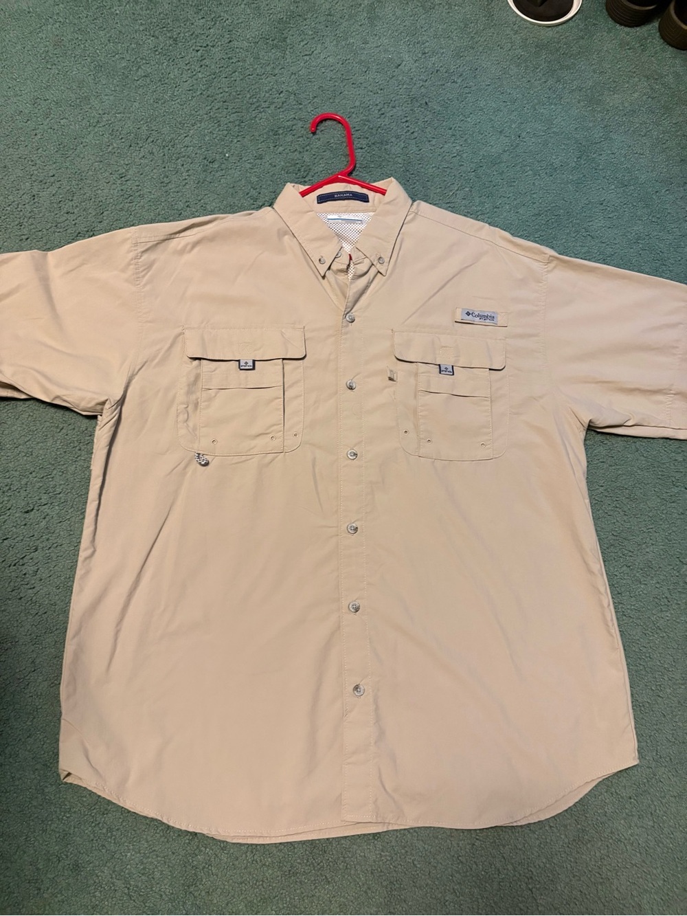 Columbia PFG Men's Long Sleeve Button-Down Shirt - Beige/Tan  size L